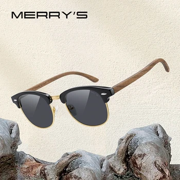 MERRYS DESIGN Классические деревянные солнцезащитные очки для мужчин И женщин с поляризацией UV400, Ретро-очки без оправы ручной работы S5288