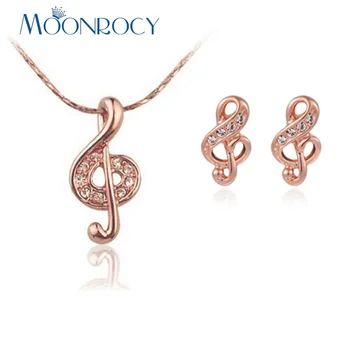MOONROCY Бесплатная доставка, модный ювелирный набор из розового золота, ювелирный набор с кристаллами, серьги, ожерелье, чокер для женщин