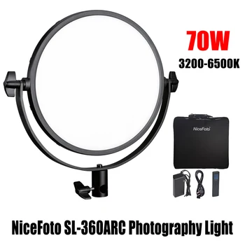 NiceFoto SL-360ARC Кольцевой светодиодный светильник для Видеосъемки двухцветный 3200-6500K, Настольная Лампа для Фотостудии с U-образным Кронштейном Дистанционного управления