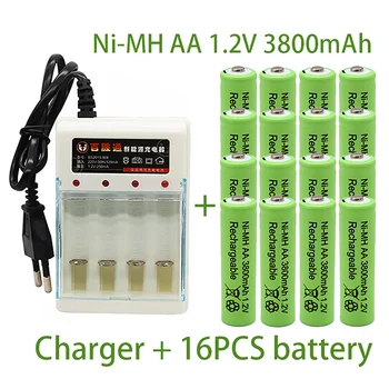 Nouvelle batterie rechargeable AA 1.2V 3800mAh Ni-MH, pour télécommande de jouet, piles AA 1.2V + chargeur
