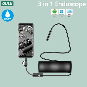 OULU 3 In1 5,5 мм Android Эндоскоп Мини-Камера Micro USB Type-c Бороскоп Водонепроницаемый светодиодный Осмотр Автомобиля для Sumsang HUIWEI PC