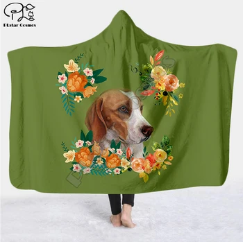 Plstar Cosmos Домашнее животное собака цветок щенок забавное Одеяло с капюшоном Одеяло с 3D принтом, Пригодное для носки Одеяло для взрослых мужчин и женщин, Одеяло в стиле-3