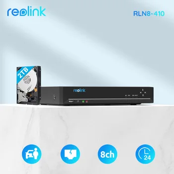 Reolink 4K 8CH Видеорегистратор для обнаружения человека/автомобиля для 4MP/5MP IP-камеры Безопасности 24/7 H.265 Видеомагнитофон 12MP Комплект видеонаблюдения NVR Set