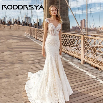RODDRSYA Сексуальное свадебное платье Русалки с V-образным вырезом и открытой спиной, элегантное платье без рукавов на бретельках Trouwjurk, романтическая аппликация для невесты