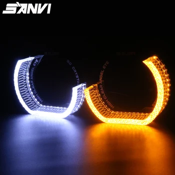 SANVI 2 шт. хрустальные ангельские глазки для 3,0 Дюймов Bi LED ксеноновые линзы проектора, фары DRL, автомобильные Аксессуары для освещения