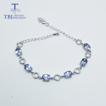TBJ,Летний новый стиль, натуральный драгоценный камень танзанит, браслет из стерлингового серебра 925 пробы, модные украшения для девочек, свадебная вечеринка и повседневная одежда