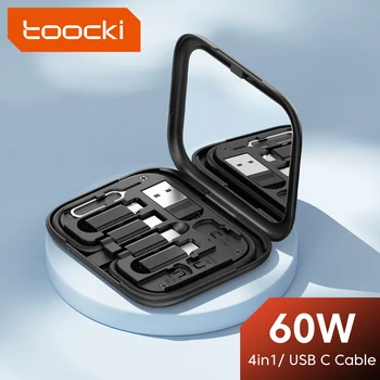 Toocki4 в 1 PD 60 Вт USB C К USB Type C Кабель Для Передачи данных Для Ноутбука Macbook Micro USB Type Lightning Комплект кабелей Коробка С Держателем