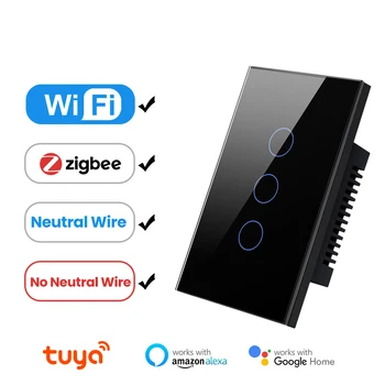 Tuya WiFi Smart light US Switch Сенсорный Выключатель Smart Home life Приложение Для Управления Поддерживает Голосовое аудио Alexa GoogleHomepage
