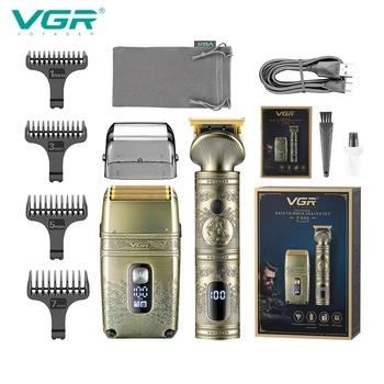 VGR Триммер для волос Электрическая Машинка Для Стрижки Волос с Цифровым Дисплеем, Металлический Профессиональный Станок для Бритья для Мужчин V-649