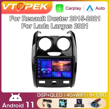 Vtopek 2 Din Android Автомобильный Радио Мультимедийный Плеер Для Renault Duster 2015-2021 Для LADA Largus 2021 Навигация GPS Carplay 4G