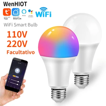 WENHIOT WiFi smart bulb светодиодная лампа, используемая совместно с Alexa Google Home RGB с функцией таймера с регулируемой яркостью, цветная лампа