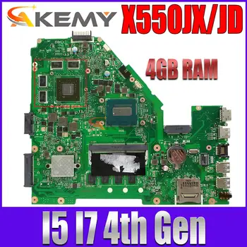 X550JX материнская плата 4 ГБ оперативной памяти I5 I7 Процессор 4-го поколения GT820M GTX850 GT930M GTX950 GTX950 Для ASUS X550JD X550JK FX50J A550J Материнская плата ноутбука