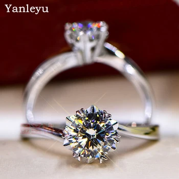 Yanleyu, Романтические обручальные кольца Snowflower для женщин, серебро 925 пробы, Элегантное Витое Обручальное кольцо, Ювелирные изделия из 3 Карат CZ
