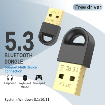 Адаптер USB Bluetooth 5.3 Приемник Bluetooth Без драйвера Bluetooth USB-ключ Беспроводной адаптер Динамик Аудиопередатчик для ПК