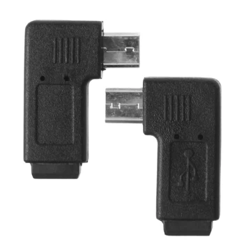 адаптер синхронизации данных Mini USB 5Pin с разъемом Micro USB под углом 90 градусов влево и вправо