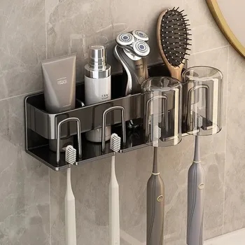 Алюминиевый держатель для зубной щетки для ванной Комнаты, Настенный, для косметики, Гребень, Полка для хранения зубной пасты, стойка для бытовых аксессуаров для ванной комнаты