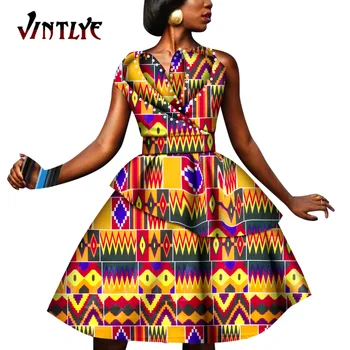 Африканские платья для женщин, платья с цветочным принтом Анкары, лоскутное шитье, Дашики, Женская праздничная одежда, Модная африканская одежда WY8070