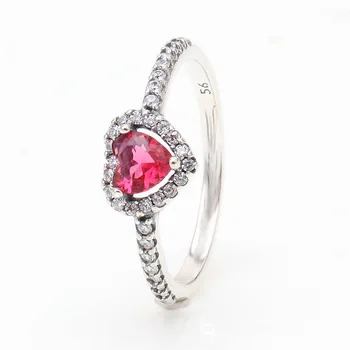 Белое Медное кольцо с красным кубическим цирконием, Проложенное вокруг Сердца, Кольцо с обещанием, ювелирный подарок на День Святого Валентина