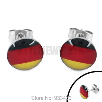 Бесплатная доставка! Серьги с эмалевым флагом Германии, серьги-гвоздики с мотором