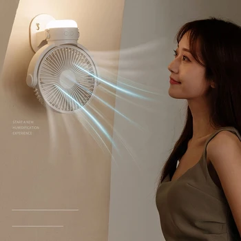 Беспроводной Настенный Мини-электрический вентилятор со светодиодной подсветкой со светодиодной подсветкой USB, Перезаряжаемый Потолочный вентилятор для кемпинга для дома на открытом воздухе