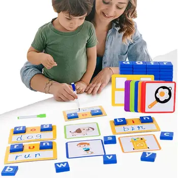 Буквенные блоки для детей, Набор деревянных буквенных блоков для написания слов, игрушки Монтессори, Безопасные развивающие кубики Abc Для девочек, мальчиков и детей