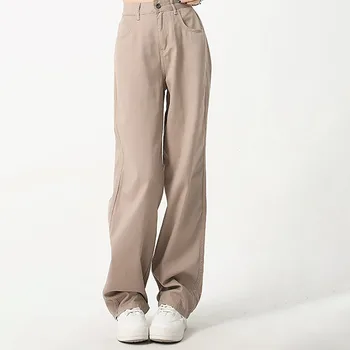 Винтажные японско-корейские джинсы с широкими штанинами, женские Джинсы Y2K Весна 2023, пара Свободных Джинсов-карго с прямыми штанинами Длиной до пола
