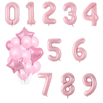 воздушные шары из фольги с Розовым номером 40 дюймов 0 1 2 3 4 5 6 7 8 9 Воздушный Надувной Баллон 18 Happy Birthday Party Свадебные Украшения