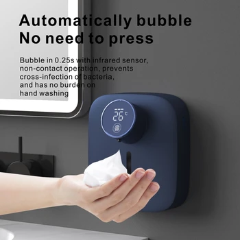 Вспененный Автоматический Дозатор Мыла, Настенный Ручной Аппарат для мытья ванной Комнаты, Бесконтактный Датчик, Дозатор мыла, светодиодный цифровой