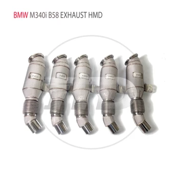 Выпускной коллектор HMD High Flow Downpipe для BMW M340i B58 3,0T Автомобильные аксессуары с коллектором каталитического нейтрализатора Без патрубка