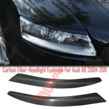 Высококачественное Настоящее Углеродное Волокно + FRP Крышка Фары Брови Отделка Век Наклейка Наклейки Для Audi A6 C6 2004-2011