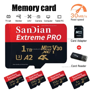 Высокоскоростные Карты флэш-памяти Micro SD Card 2TB SD Memory Card 256GB 1TB SD Card для Телефонных Камер MP3/MP4 Плеера