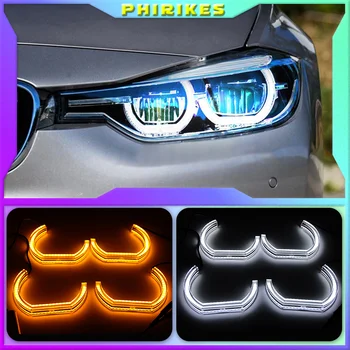 Горка Двойной Янтарно-Белый Кристалл LED Angel Eyes Halo Кольца Для BMW 7 Серии E38 740i 740iL 750i 750iL 730d 740d 728i 1995-01