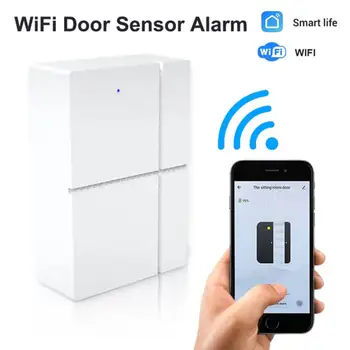 Датчик окна / двери Tuya WiFi, дистанционный беспроводной датчик охранной сигнализации, совместимый с приложением Smart Life