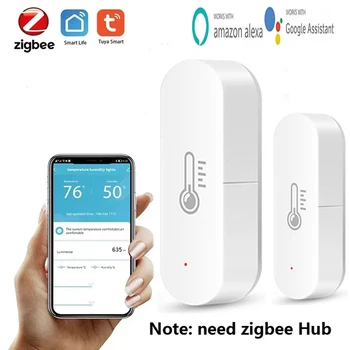 Датчик температуры и влажности Tuya ZigBee Умный Дом Домашний Гигрометр для помещений Работает с Smart Life Alexa Google Assistant