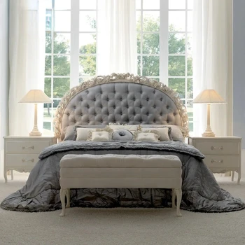 Двуспальная кровать в европейском стиле, главная спальня, французская роскошная резная кровать из цельного дерева, 1,8 м, вилла 2 м, роскошная кровать принцессы, свадебная кровать