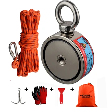 Двухсторонний Рыболовный набор с магнитом 300-500 кг, неодимовые магниты, веревка, перчатки с когтями, Клей, Пластиковая лопата, сумка для Магнитного восстановления