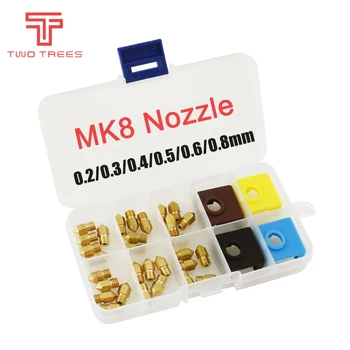 Детали 3D-принтера MK8 Сопло экструдера Печатающая головка экструдера 0.2/0.3/0.4/0.5/0.6/0.8 мм mk9 Силиконовый носок для CR-10 Ender 3 pro