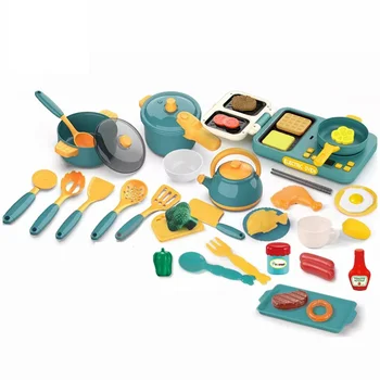 Детские игрушки для игр на кухне, Набор кухонных принадлежностей из 37 предметов, Детские игрушки для приготовления пищи, набор для изучения столовых приборов