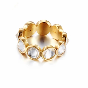 Дешевые кольца из нержавеющей стали для женщин, цветные и белые Круглые кольца с Цирконом, обручальные кольца из Дубая, ювелирные изделия, подарок для женщин