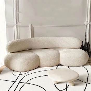 Диван-кровать Relax в Скандинавском стиле, Современный Напольный диван, Модульная мебель для гостиной из овечьей шерсти белого цвета, Большой Салон Канапе
