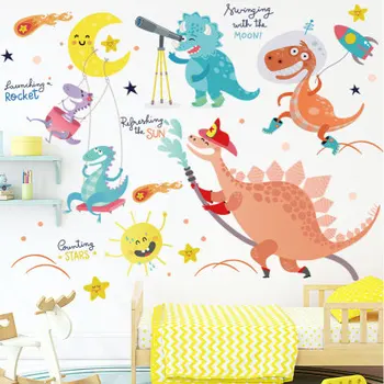 Динозавр, Милые животные, самоклеящиеся наклейки на стену, Водонепроницаемое Украшение для стен в классе детского сада, сделай сам, украшение для детской комнаты