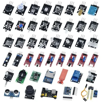 Для Arduino 45 видов датчиков Цифровой температуры влажности RGB светодиодный звуковой сигнал почвы Модуль ультразвукового датчика UNO R3 MEGA2560