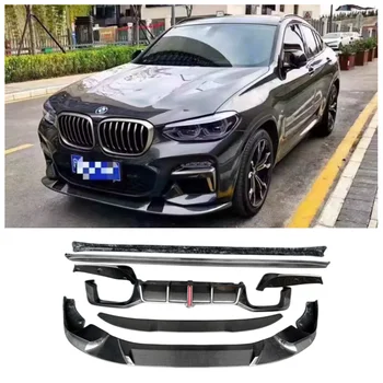 Для BMW X3M X4M F97 F98 2019-2022 Высококачественный Бампер Из Углеродного Волокна Для Передней Губы Задний Диффузор Боковая Юбка Спойлер Выхлопной Обвес