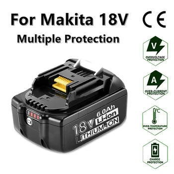Для makita 18V 6000mAh Аккумуляторные электроинструменты Со светодиодной литий-ионной заменой LXT BL1860B BL1860 BL1850