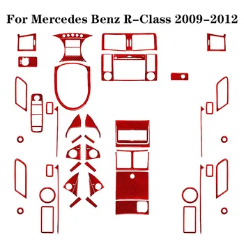 Для Mercedes Benz R-Class R Class 2009 2010 2011 2012 Автомобильные Красные наклейки из углеродного волокна, декоративные аксессуары для интерьера автомобиля