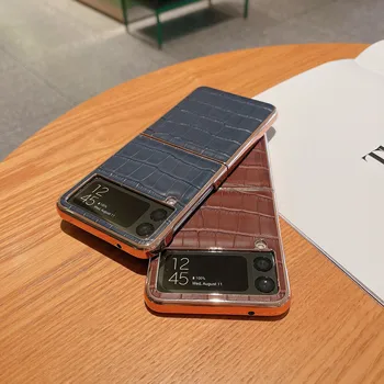 Для Samsung Galaxy Z Flip3 Case Z Flip4 Case. Роскошный чехол для телефона из кожи