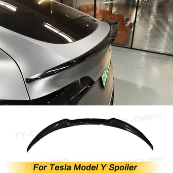 Для Tesla Модель Y Спойлер Заднего багажника Автомобиля из углеродного АБС-пластика, яркое черное Крыло, наклейка на Хвостовое крыло в Быстром стиле, защитные аксессуары