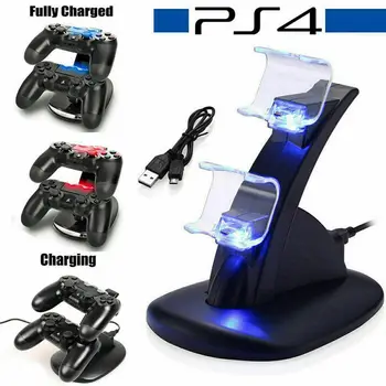 Для контроллера PS4 PlayStation4 С двойным USB-зарядным устройством, светодиодной док-станцией, подставкой для зарядки