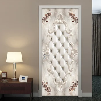 Европейский стиль, мягкая сумка, Мраморная 3D наклейка на дверь, Настенная роспись для гостиной, спальни, водонепроницаемые самоклеящиеся обои из ПВХ