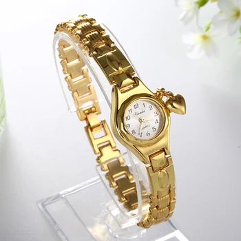 Женские Роскошные часы с королевским золотым циферблатом, подвеской в виде медового сердечка, браслет из нержавеющей стали, кварцевые часы Time